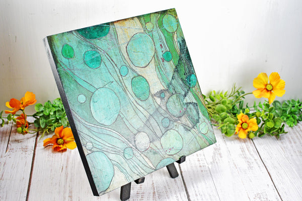 Raven Bird Original Painting, Turquoise, Black, Gray Mixed Media Hand Painted Gift on Wood Cradle Board, Unframed