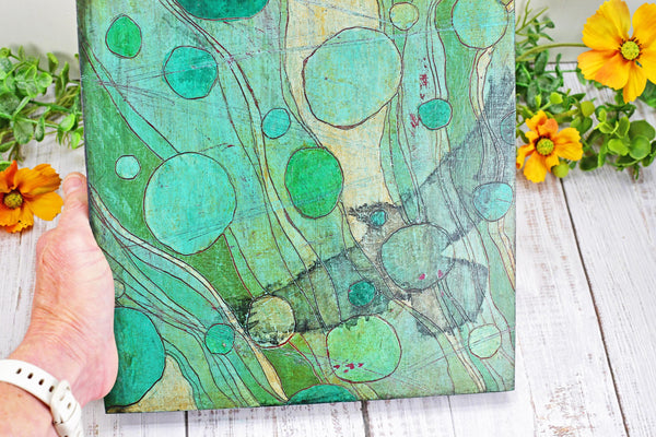 Raven Bird Original Painting, Turquoise, Black, Gray Mixed Media Hand Painted Gift on Wood Cradle Board, Unframed