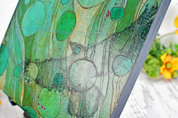 Raven Bird Original Painting, Turquoise, Black, Gray Mixed Media Hand Painted Gift on Wood Cradle Board, Unframed