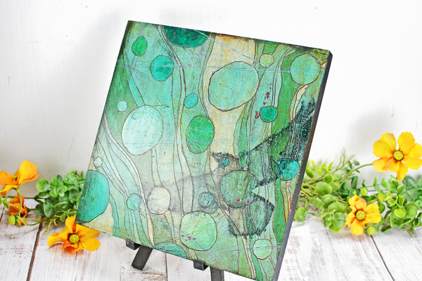 Raven Bird Original Painting, Turquoise, Black, Gray Mixed Media Hand Painted Gift on Wood Cradle Board, Unframed