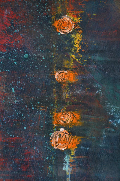Abstract Painting Original 24x24 Canvas, Red Orange Blue Textured Modern Contemporary Wall Art, Acrylic Painting Ready to Hang, Unframed