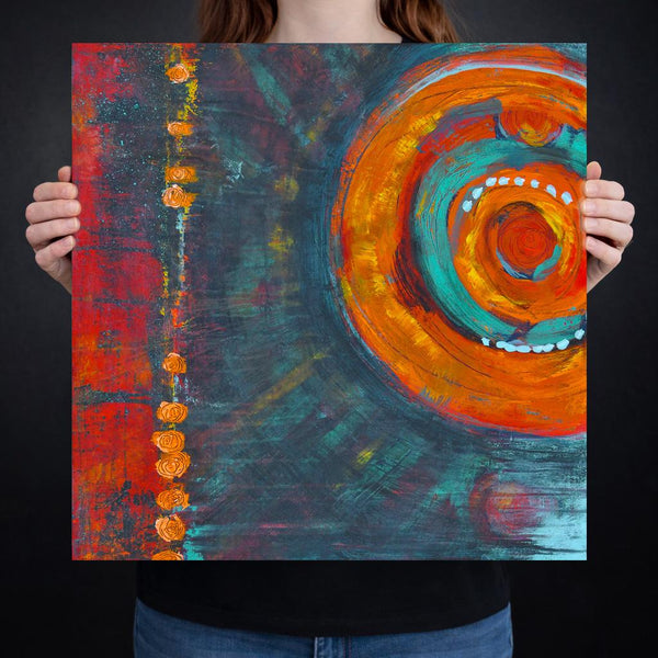 Abstract Painting Original 24x24 Canvas, Red Orange Blue Textured Modern Contemporary Wall Art, Acrylic Painting Ready to Hang, Unframed