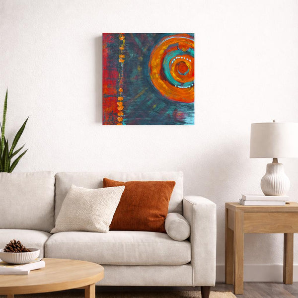 Abstract Painting Original 24x24 Canvas, Red Orange Blue Textured Modern Contemporary Wall Art, Acrylic Painting Ready to Hang, Unframed
