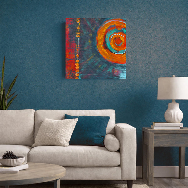 Abstract Painting Original 24x24 Canvas, Red Orange Blue Textured Modern Contemporary Wall Art, Acrylic Painting Ready to Hang, Unframed