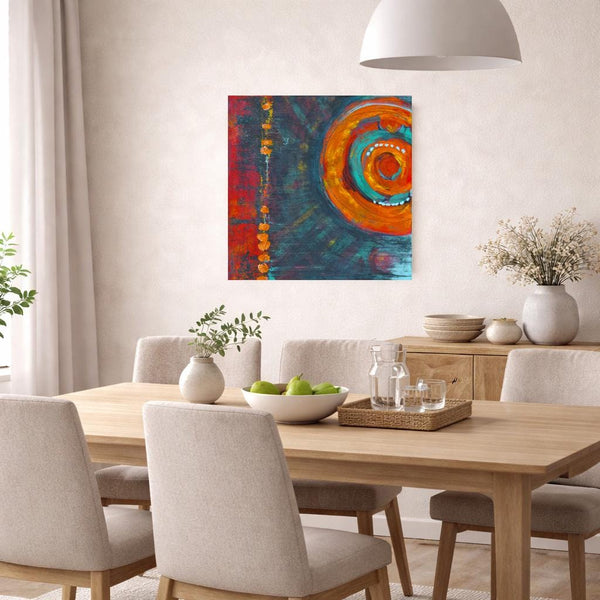Abstract Painting Original 24x24 Canvas, Red Orange Blue Textured Modern Contemporary Wall Art, Acrylic Painting Ready to Hang, Unframed