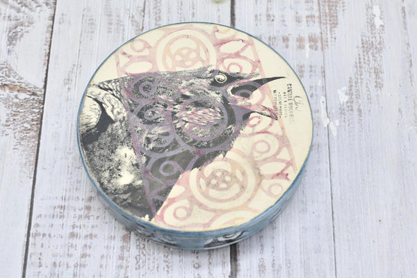 Raven Bird Ceramic Wine Drip Dish, Handmade Pottery, Medium Bowl for Spoon Rest or Soap Dish, Blue Gray Black