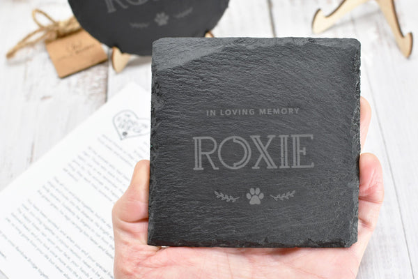 Personalized Pet Memorial, Rainbow Bridge Slate Tile Bereavement Gift for Dog, Cat, or Pet Passing