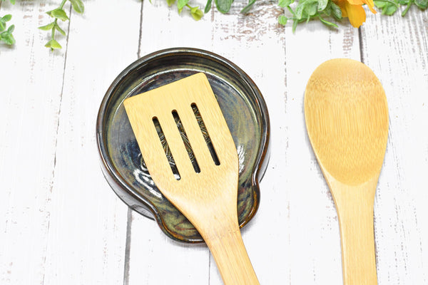 Monarch Butterfly Ceramic Spoon Rest, Handmade Stoneware Pottery, Kitchen Stove Top Dining, Soap Dish, Wine Bottle Drip in Black and Gray