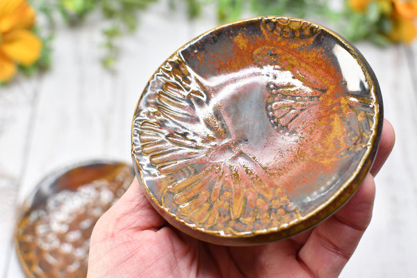 Monarch Butterfly Ceramic Small Coffee Spoon Rest, Handmade Stoneware Pottery Jewelry Trinket Dish, Bright Colors, Nature Gift for Mom