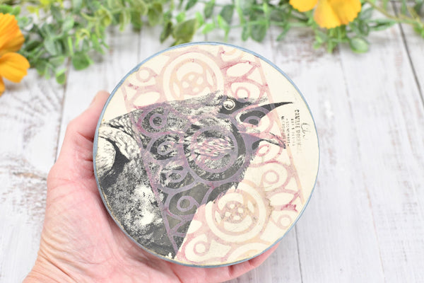 Raven Bird Ceramic Wine Drip Dish, Handmade Pottery, Medium Bowl for Spoon Rest or Soap Dish, Blue Gray Black