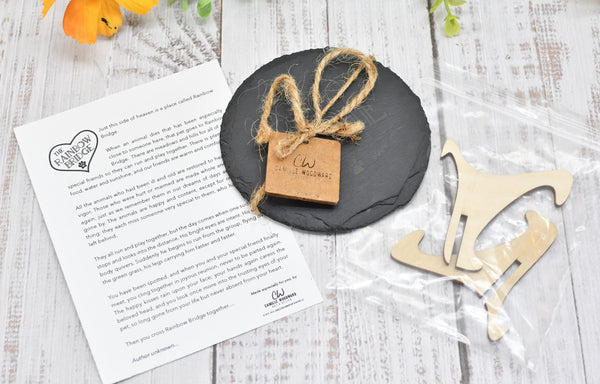 Personalized Pet Memorial, Rainbow Bridge Slate Tile Bereavement Gift for Dog, Cat, or Pet Passing