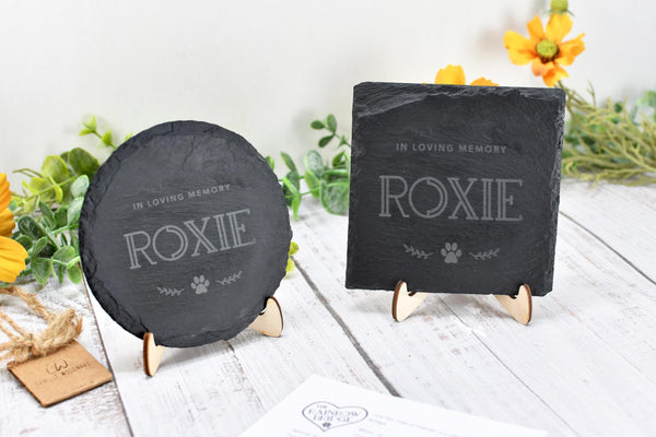 Personalized Pet Memorial, Rainbow Bridge Slate Tile Bereavement Gift for Dog, Cat, or Pet Passing