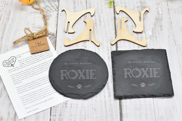 Personalized Pet Memorial, Rainbow Bridge Slate Tile Bereavement Gift for Dog, Cat, or Pet Passing