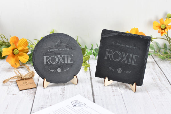 Personalized Pet Memorial, Rainbow Bridge Slate Tile Bereavement Gift for Dog, Cat, or Pet Passing
