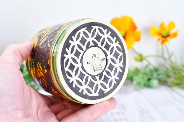 Butterfly Bronze Ceramic Cup for Wine, Whiskey, Bourbon, Pottery Anniversary Handmade Tumbler, Black, Green, Tan, Monarch Garden Lover Gift
