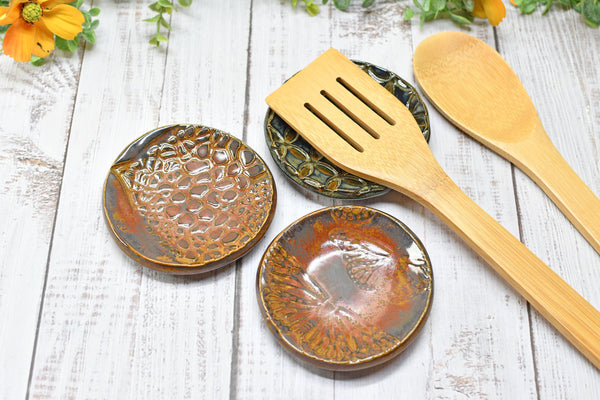 Monarch Butterfly Ceramic Small Coffee Spoon Rest, Handmade Stoneware Pottery Jewelry Trinket Dish, Bright Colors, Nature Gift for Mom