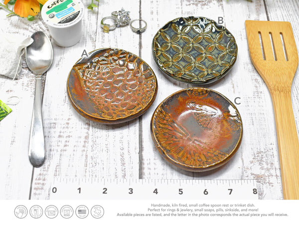 Monarch Butterfly Ceramic Small Coffee Spoon Rest, Handmade Stoneware Pottery Jewelry Trinket Dish, Bright Colors, Nature Gift for Mom
