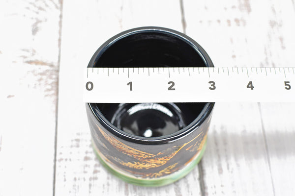 Bronze Anniversary Gift Hummingbird Pottery Cup, Whiskey Bourbon, Handmade Ceramic Tumbler Bar Wine, Black, Green, Tan, Bird Lover