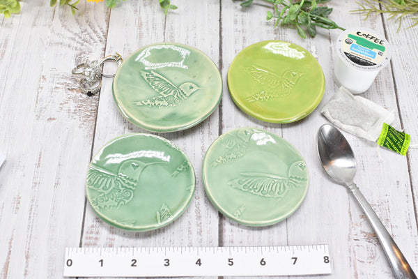 Spoon Rest Ceramic Small Pottery Christmas Gift Handmade, Hummingbird Coffee Spoon Rest, Stoneware Jewelry Trinket Dish Gift