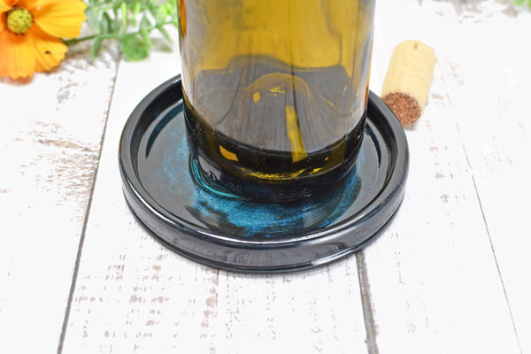 Seashell Ceramic Spoon Rest, Blue Black Beach Decor Handmade Stoneware Pottery for Stovetop, Table, or Counter with Sand Dollar