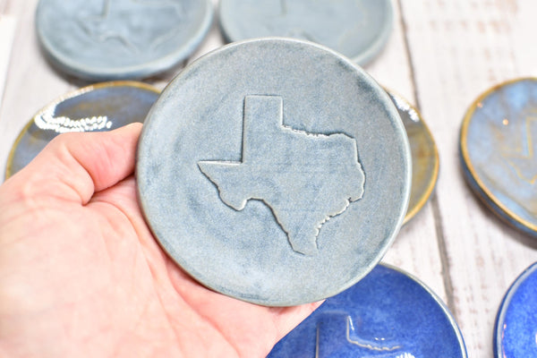 Texas Ceramic Small Coffee Spoon Rest Gift, Handmade Jewelry Trinket Dish, Stoneware Pottery, Orange, Blue, Turquoise, Brown, Green, Black
