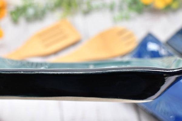 Butterfly Ceramic Dish, Spoon Rest, Handmade Stoneware Pottery for Countertop & Dining, Monarch Green Blue, Cracker Dish, Jewelry Trinket