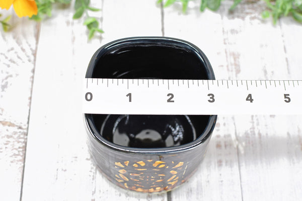 Whiskey Bourbon Cup, Bronze Pottery Anniversary Handmade Ceramic Tumbler BoHo Art Lover Wine Gift, Black, Olive Green, Tan Moroccan Pattern