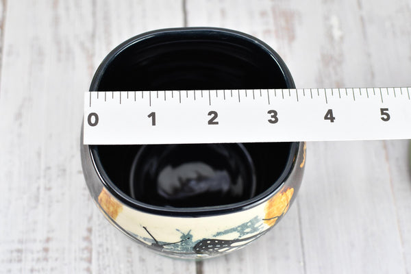 Ceramic Bronze Pottery Anniversary Gift, Butterfly Organizer Vase Cup, Handmade, Black, Green, Tan, Monarch Kitchen Bath Garden Lover Decor