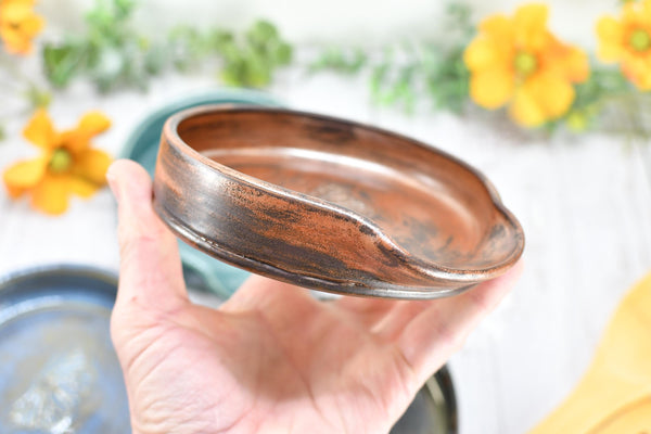 Monarch Butterfly Ceramic Spoon Rest, Handmade Stoneware Pottery, Kitchen Stove Dining, Soap Dish, Wine Bottle Drip Black Copper Blue Green