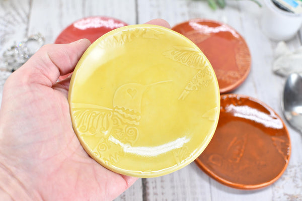 Spoon Rest Ceramic Small Pottery Christmas Gift Handmade, Hummingbird Coffee Spoon Rest, Stoneware Jewelry Trinket Dish Gift