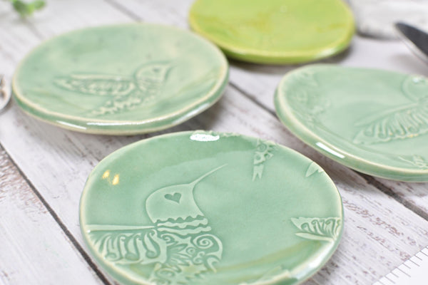 Spoon Rest Ceramic Small Pottery Christmas Gift Handmade, Hummingbird Coffee Spoon Rest, Stoneware Jewelry Trinket Dish Gift