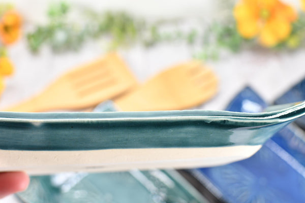 Butterfly Ceramic Dish, Spoon Rest, Handmade Stoneware Pottery for Countertop & Dining, Monarch Green Blue, Cracker Dish, Jewelry Trinket