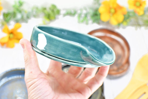Monarch Butterfly Ceramic Spoon Rest, Handmade Stoneware Pottery, Kitchen Stove Dining, Soap Dish, Wine Bottle Drip Black Copper Blue Green