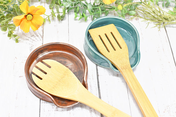 Hummingbird Ceramic Spoon Rest, Large Handmade Stoneware Pottery in Copper and Green - Trinket Dish Housewarming Mother's Day Gift