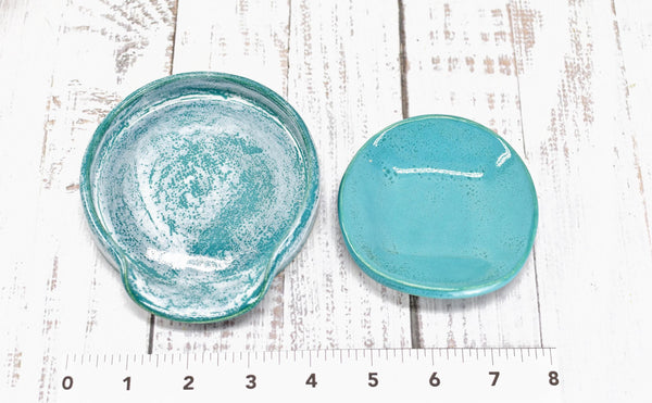 Island Decor Ceramic Spoon Rest, Turquoise Blue Handmade Small Pottery for Stovetop, Table Counter - Housewarming Gift Ocean Beach