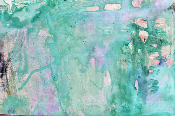 Original Abstract Painting 6x6, Intuitive Art on Panel, Small Unframed Wall Art, Green Yellow French Floral
