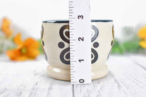 Ceramic Pottery Gift, Black and White Cup, Modern Handmade Kitchen Bath Decor, Sugar Packet Serving Cup, Cotton Swab Holder