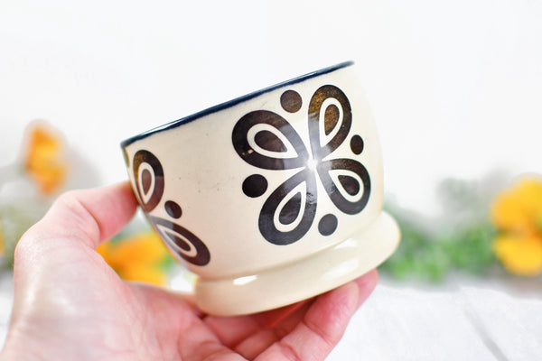 Ceramic Pottery Gift, Black and White Cup, Modern Handmade Kitchen Bath Decor, Sugar Packet Serving Cup, Cotton Swab Holder