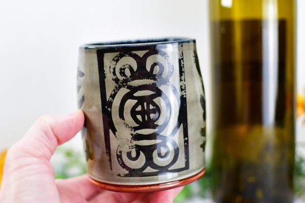 Handmade Raven Bird Tumbler Cup - Gothic Ceramic Bird Lover Gift, Nature Inspired Pottery for Whiskey or Wine, A Murder of Ravens