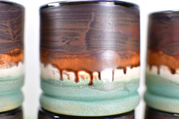 Bronze Whiskey Bourbon Tumbler, One Handmade Ceramic Pottery Scotch Barware Anniversary Gift, Groomsmen, Black, Patina Green, Turquoise