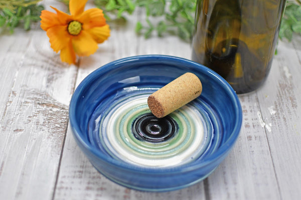 Evil Eye Ceramic Dish, Stoneware Pottery Handmade Hand Painted Bowl, Nazar Blue White, Housewarming Spiritual Gift, Blue Dip Bowl