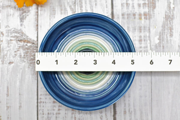 Evil Eye Ceramic Dish, Stoneware Pottery Handmade Hand Painted Bowl, Nazar Blue White, Housewarming Spiritual Gift, Blue Dip Bowl