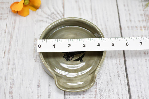 Raven Bird Large Ceramic Stove Top Spoon Rest, Handmade Stoneware Pottery, Halloween Gothic Decor for Kitchen & Coffee Bar