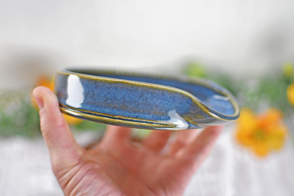Monarch Butterfly Ceramic Spoon Rest, Handmade Stoneware Pottery, Kitchen Stove Dining, Soap Dish, Wine Bottle Drip Black Copper Blue Green