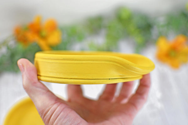 Sunflower Ceramic Spoon Rest, Yellow Stoneware Handmade Pottery for Stovetop, Floral Flower Yellow Dish