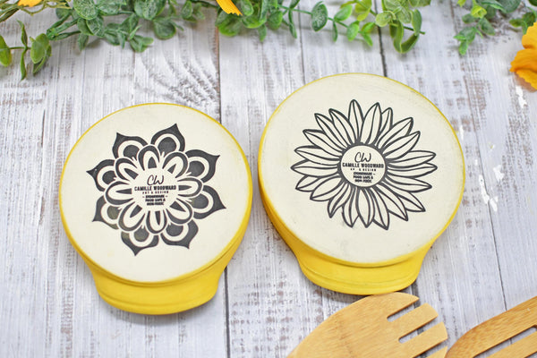 Sunflower Ceramic Spoon Rest, Yellow Stoneware Handmade Pottery for Stovetop, Floral Flower Yellow Dish