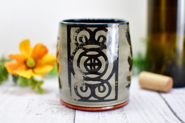 Handmade Raven Bird Tumbler Cup - Gothic Ceramic Bird Lover Gift, Nature Inspired Pottery for Whiskey or Wine, A Murder of Ravens