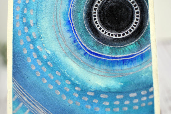 Watercolor Painting Original Evil Eye Wall Art, 5x7 on Paper Unframed, Blue White Home Decor, Not A Print, Italy Nazar Turkish Boho