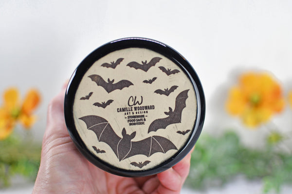 Handmade Bats Cup - Bat Lover Gift, Gothic Ceramic Tumbler, Nature Inspired Pottery for Whiskey or Wine
