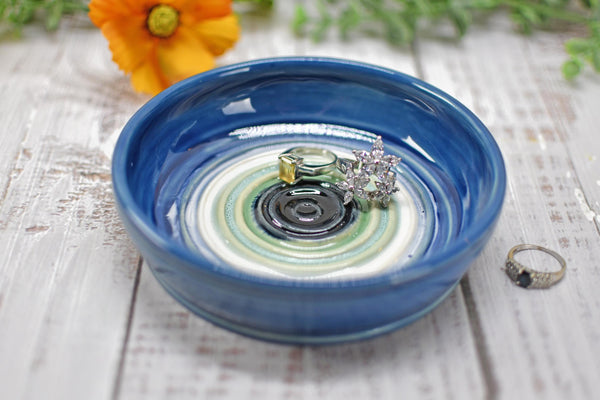 Evil Eye Ceramic Dish, Stoneware Pottery Handmade Hand Painted Bowl, Nazar Blue White, Housewarming Spiritual Gift, Blue Dip Bowl